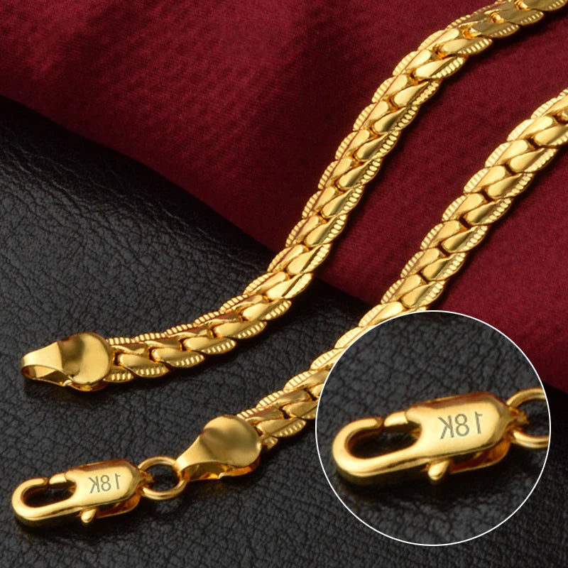 18K Gold & Silver 6mm Sideways Chain Necklace