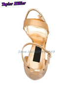 Metallic Silver Platform Heeled Sandals