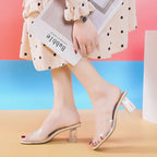 Crystal Clear Transparent Heel Slides — Size 42