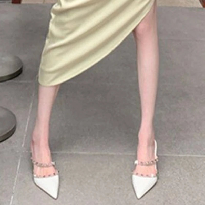 Studded Pointed-Toe Stiletto Party Mules