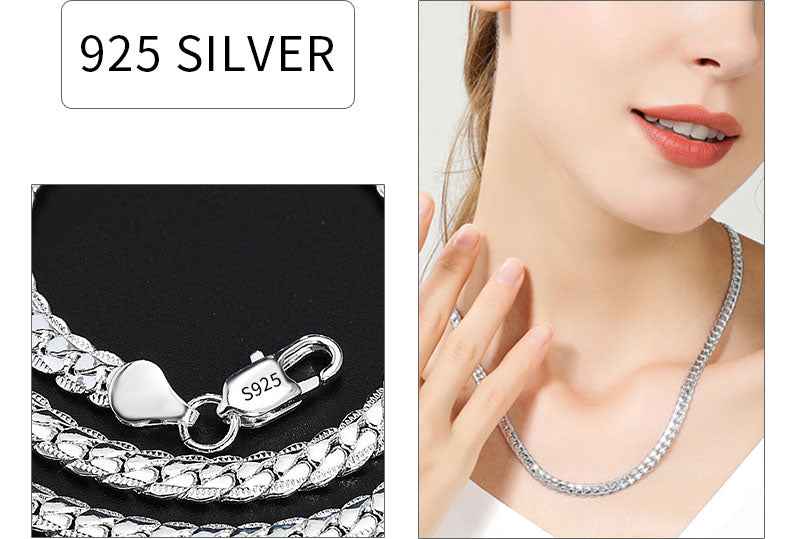 18K Gold & Silver 6mm Sideways Chain Necklace