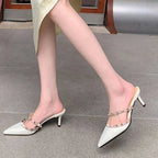 Studded Pointed-Toe Stiletto Party Mules