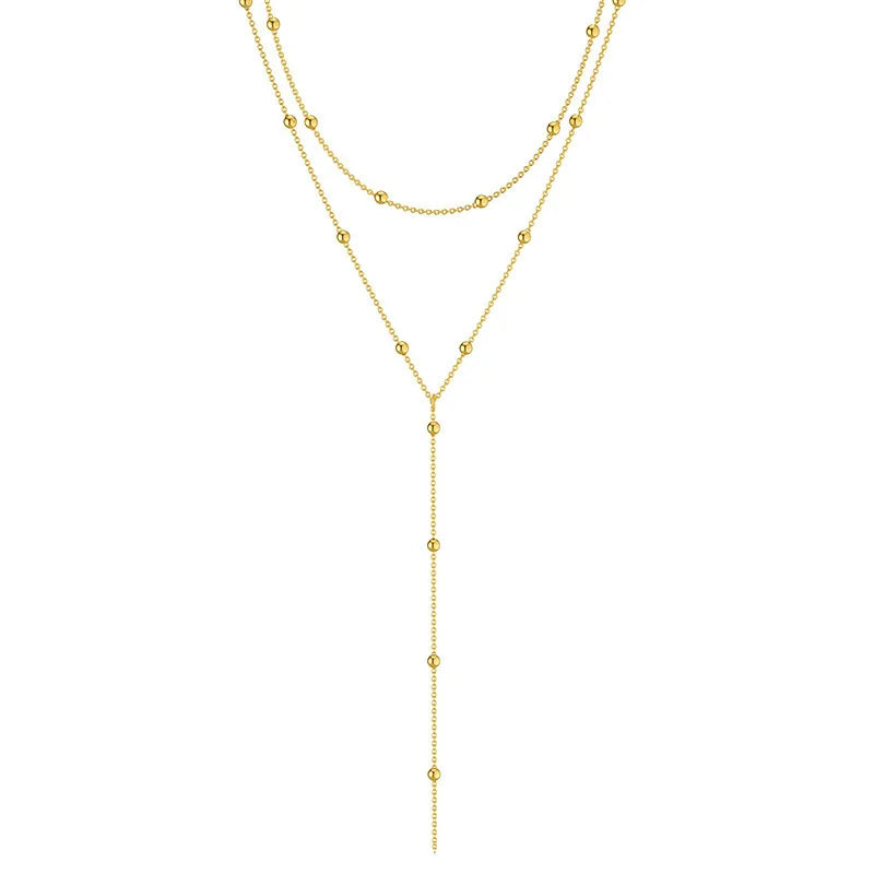 Gold Double-Layer Tassel Choker Necklace