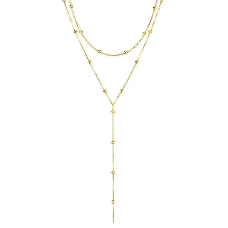 Gold Double-Layer Tassel Choker Necklace