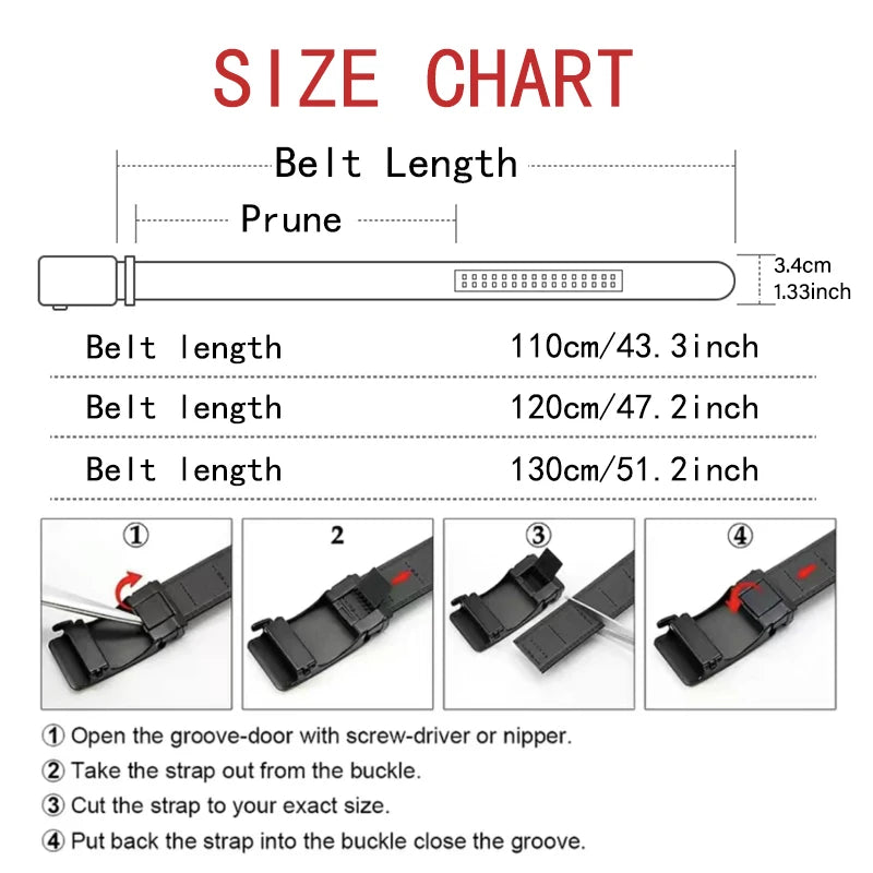 Men's Luxury Automatic Buckle Suit Belt — 110–130cm
