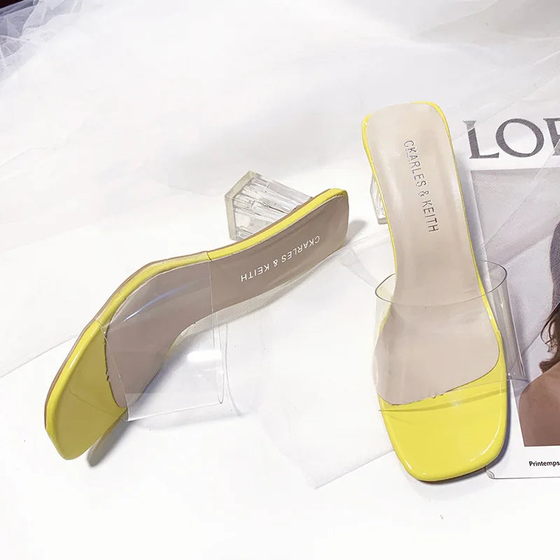 Crystal Clear Transparent Heel Slides — Size 42