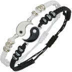 Tai Chi Couple Bracelet Set — Black & White