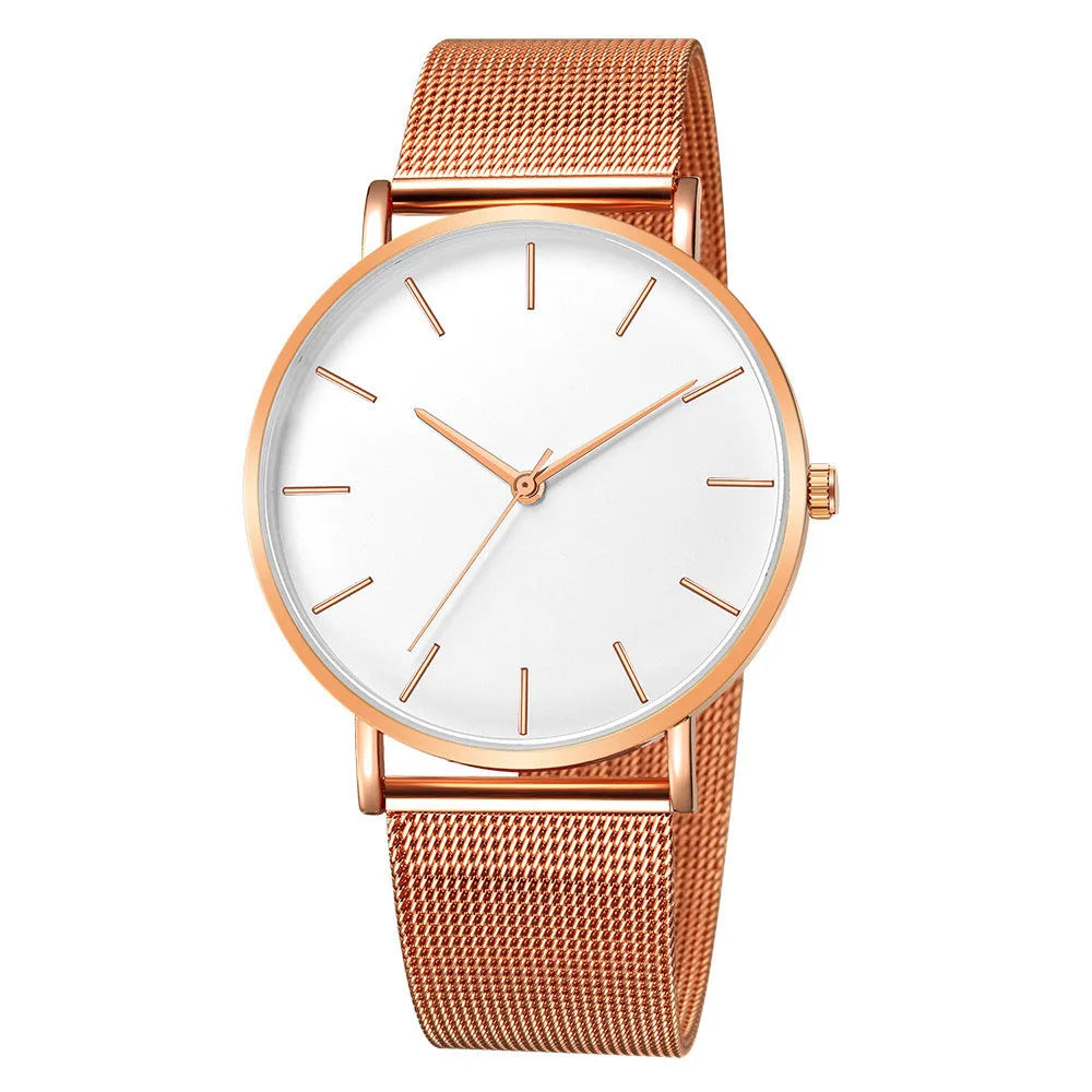 Rose Gold Ultra-Thin Mesh Belt Women's Watch