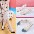 Crystal Clear Transparent Heel Slides — Size 42