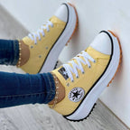 Round-Toe Canvas Platform Shoes