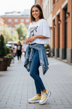 Round-Toe Canvas Platform Shoes