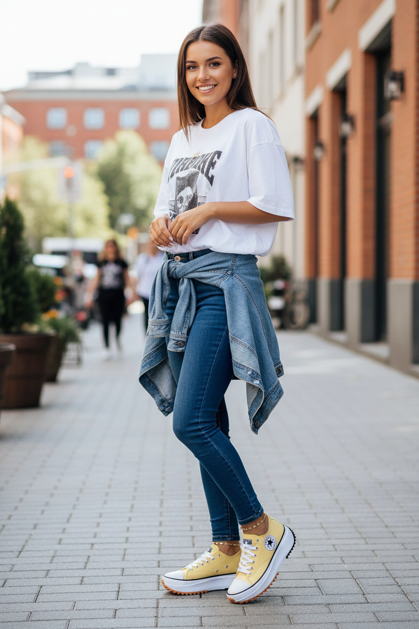 Round-Toe Canvas Platform Shoes