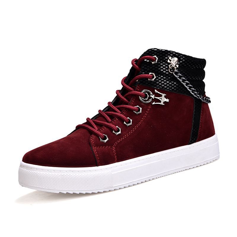 Men's High-Top Casual Canvas Sneakers, trendy boutique streetwear shoe.