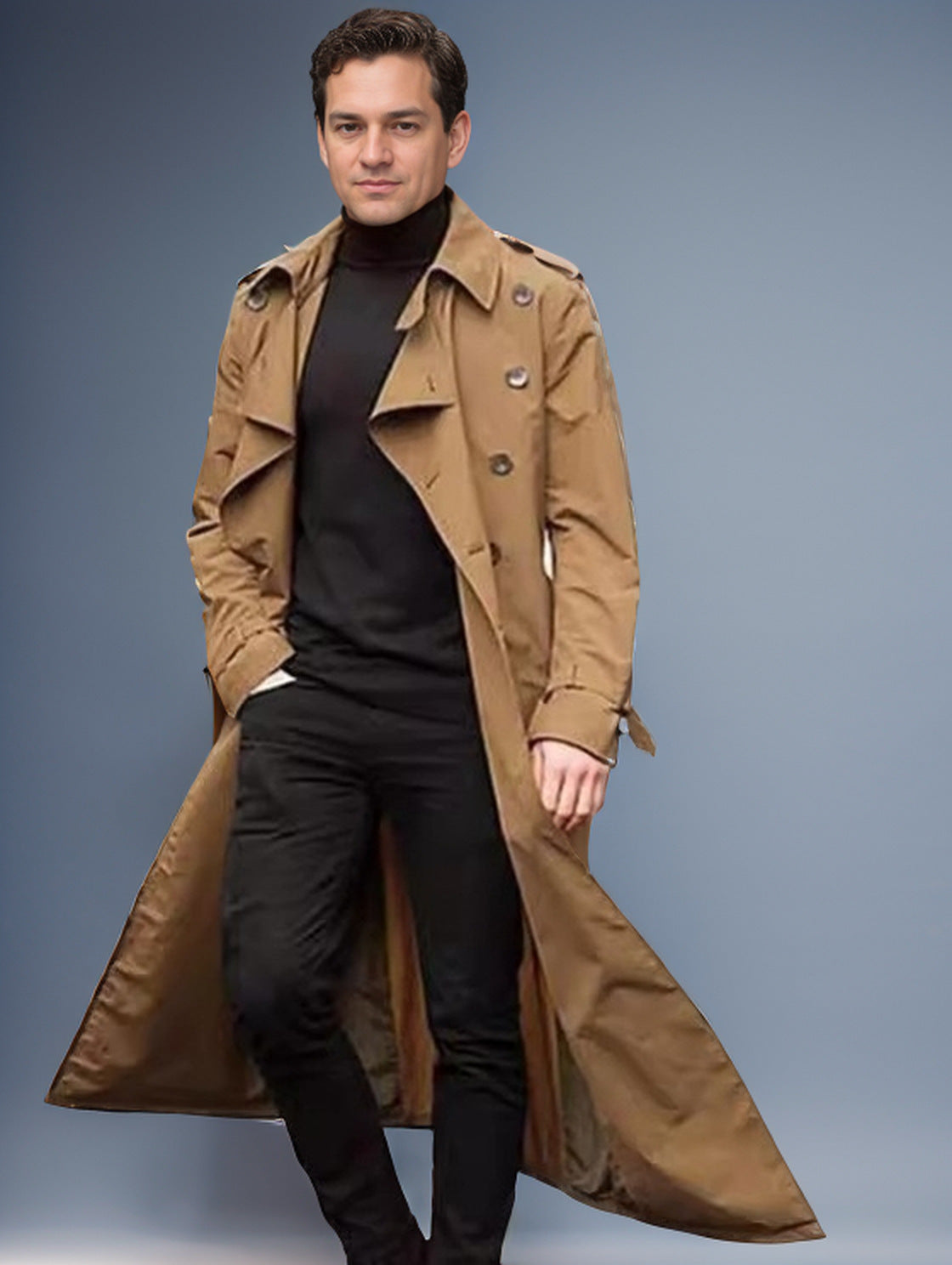 Men's Extra-Long Casual Windbreaker Jacket