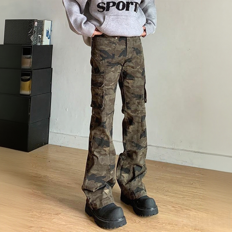 Plus Size Camouflage Straight-Leg Work Pants