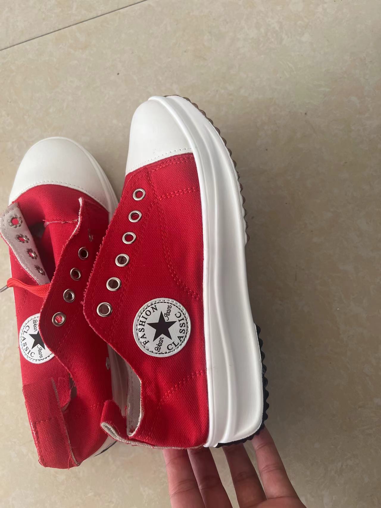 Round-Toe Canvas Platform Shoes