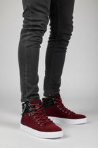 Men's High-Top Casual Canvas Sneakers, trendy boutique streetwear shoe.
