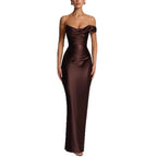 Off-Shoulder Satin Bodycon Dress